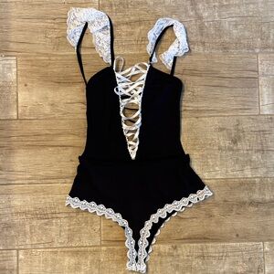 Mapale Black and White Lace One Piece